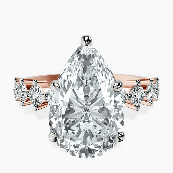 14kt Rose Gold Edna Side Stone Lab Diamond Ring front image