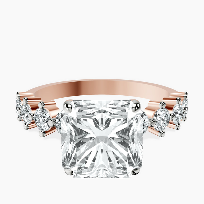 18kt Rose Gold Edna Side Stone Lab Diamond Ring front image