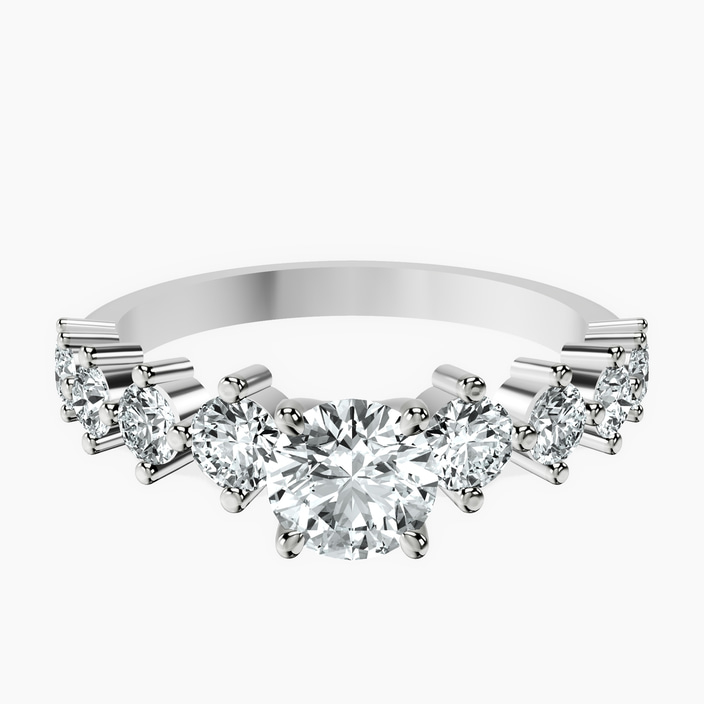 10kt White Gold Edna Side Stone Lab Diamond Ring front image