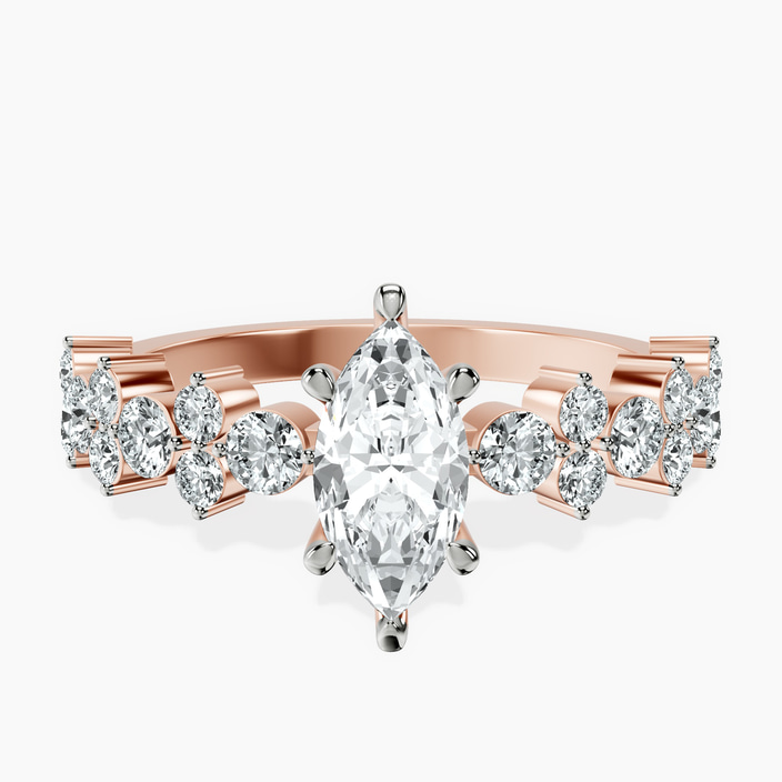 10kt Rose Gold Dorothea Side Stone Lab Diamond Ring front image