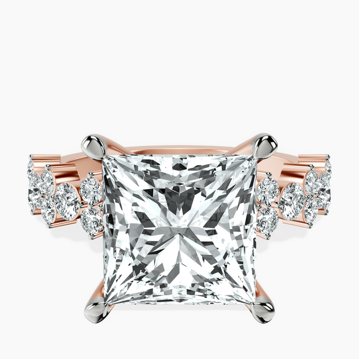 14kt Rose Gold Dorothea Side Stone Lab Diamond Ring front image