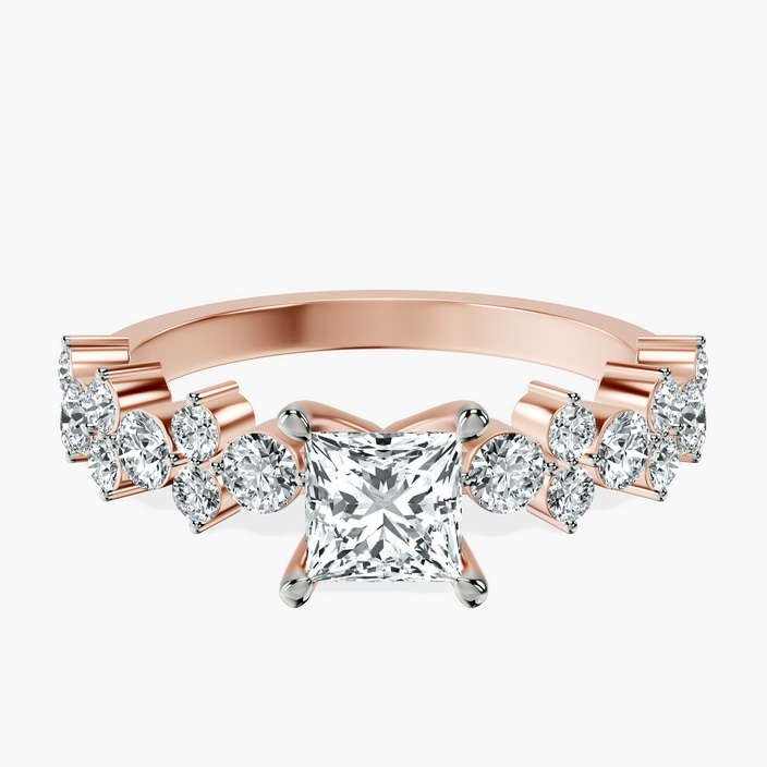 14kt Rose Gold Dorothea Side Stone Lab Diamond Ring front image