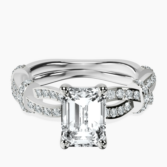 Platinum Charlotte Double Twist Side Stone Lab Diamond Ring front image