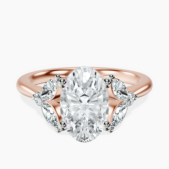 10kt Rose Gold Beatrice Marquise Side Stone Lab Diamond Ring front image