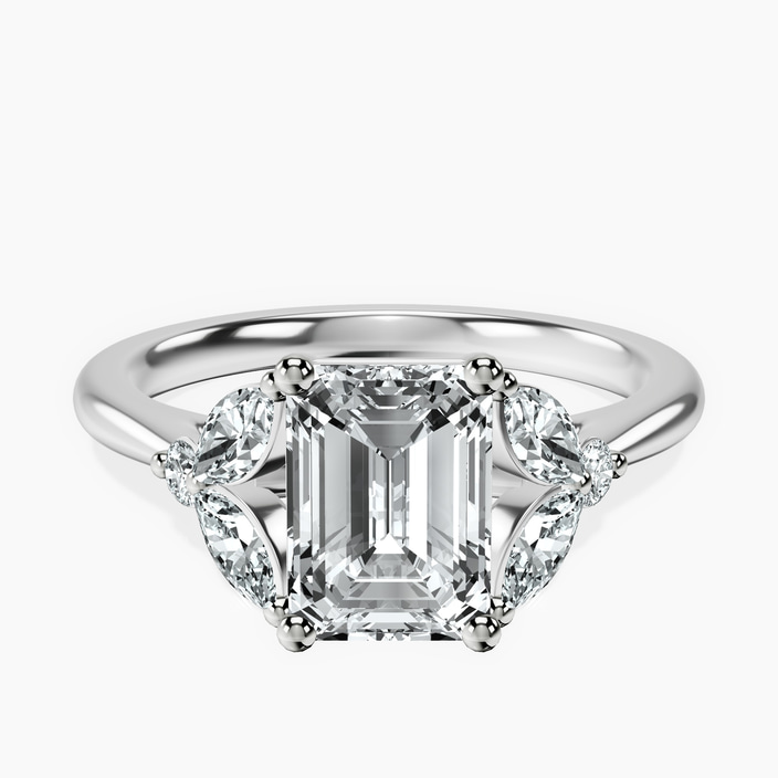 14kt White Gold Beatrice Marquise Side Stone Lab Diamond Ring front image