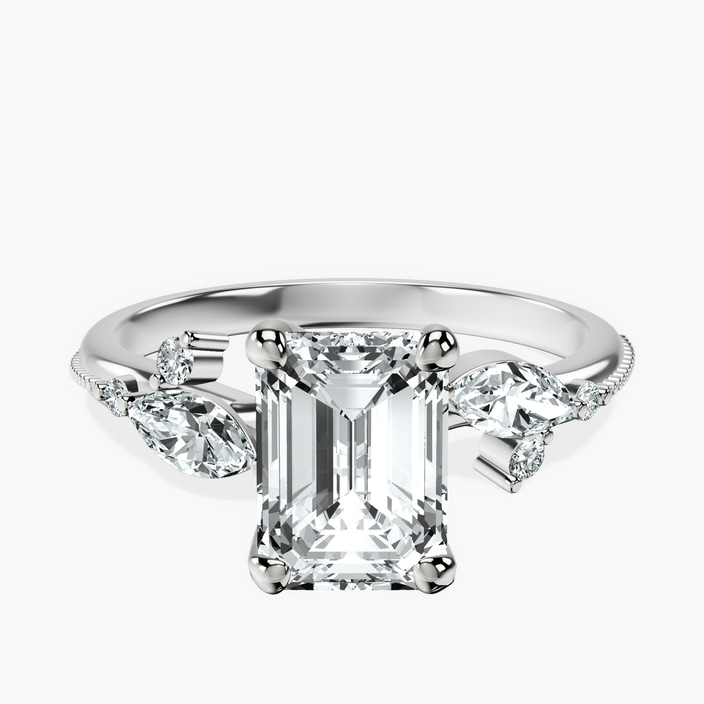 9ct White Gold Emmeline Crisscross Side Stone Lab Diamond Ring front image