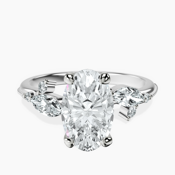 9ct White Gold Emmeline Crisscross Side Stone Lab Diamond Ring front image
