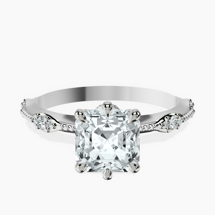 Platinum Theodora Six Prong Side Stone Lab Diamond Ring front image