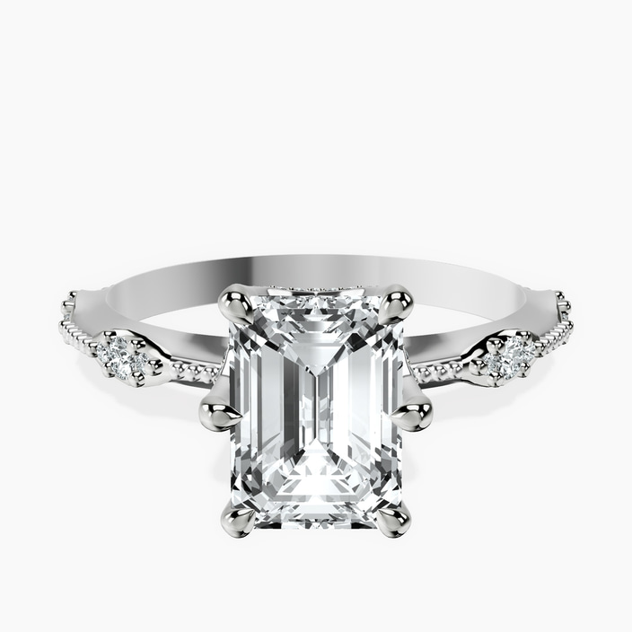 Platinum Theodora Six Prong Side Stone Lab Diamond Ring front image