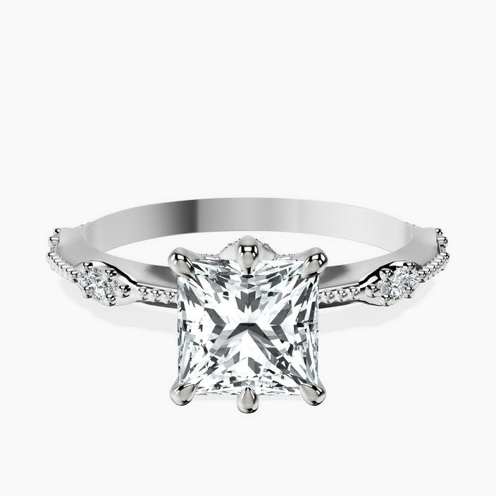Platinum Theodora Six Prong Side Stone Lab Diamond Ring front image