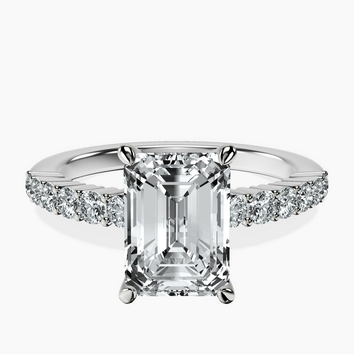 Platinum Lottie Four Claw Side Stone Lab Diamond Ring front image