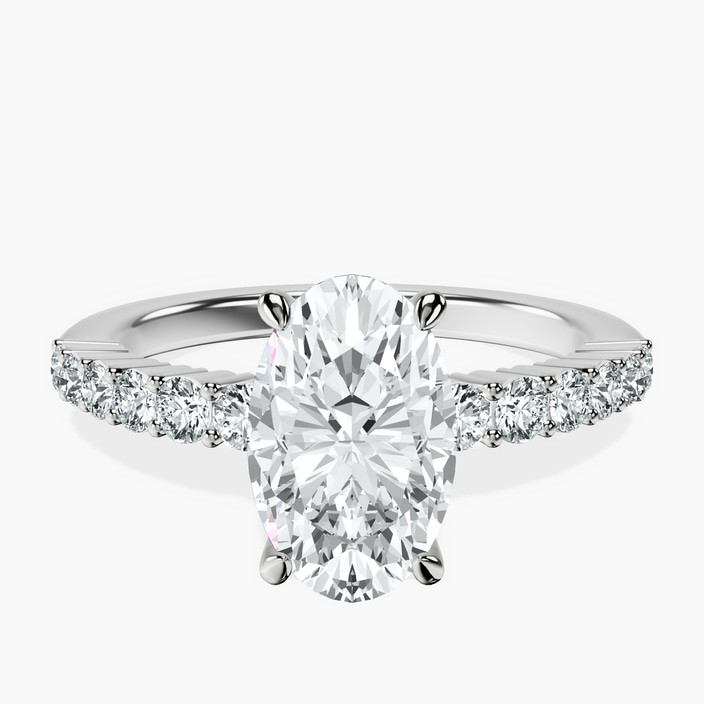 9ct White Gold Lottie Four Claw Side Stone Lab Diamond Ring front image