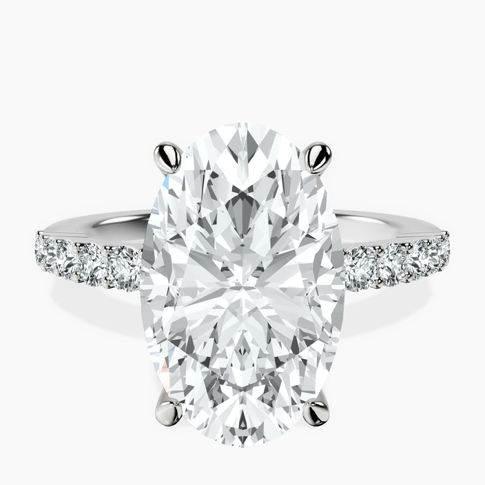 10kt White Gold Lottie Four Claw Side Stone Lab Diamond Ring front image