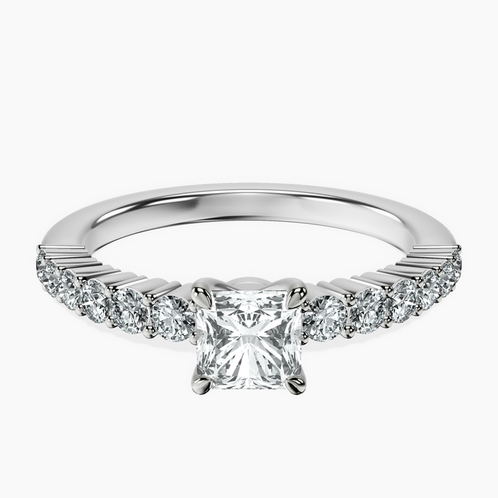 Platinum Lottie Four Claw Side Stone Lab Diamond Ring front image