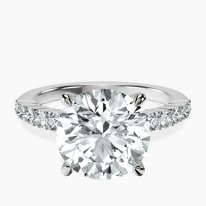 10kt White Gold Lottie Four Claw Side Stone Lab Diamond Ring front image