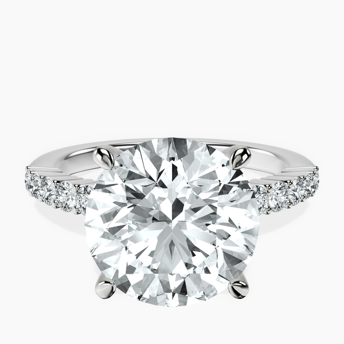 10kt White Gold Lottie Four Claw Side Stone Lab Diamond Ring front image