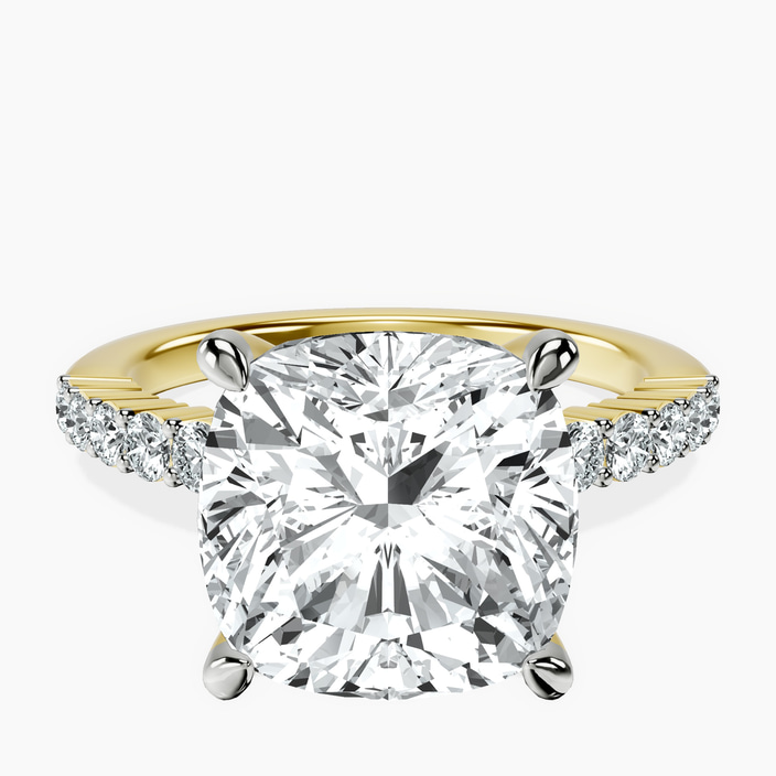 10kt Yellow Gold Lottie Four Claw Side Stone Lab Diamond Ring front image
