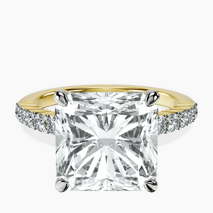 10kt Yellow Gold Lottie Four Claw Side Stone Lab Diamond Ring front image