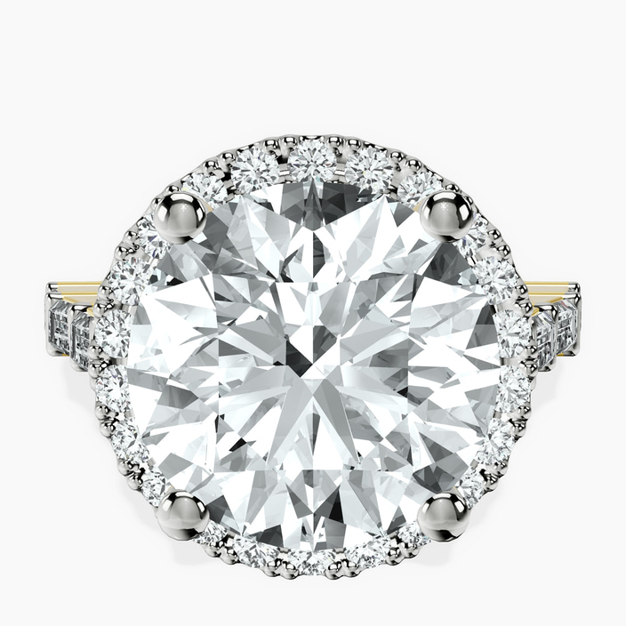 14kt Yellow Gold Rachel Halo Side Stone Lab Diamond Ring front image