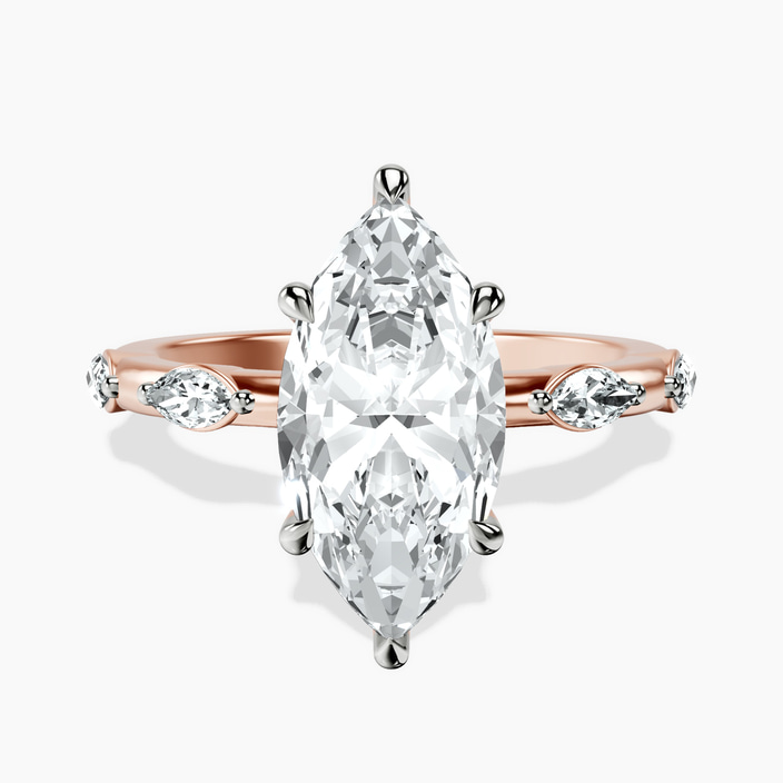 10kt Rose Gold Sheryl Marquise Side Stone Lab Diamond Ring front image