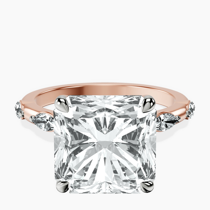 14kt Rose Gold Sheryl Marquise Side Stone Lab Diamond Ring front image