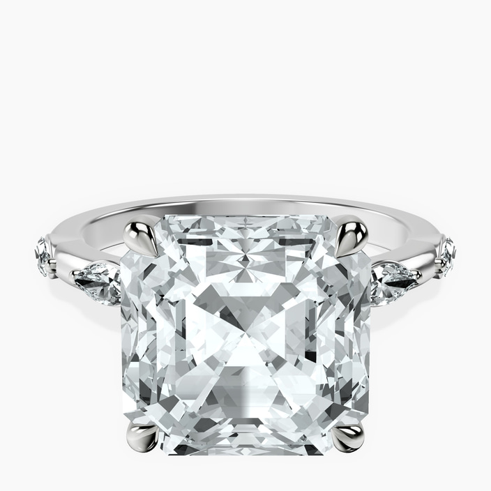 14kt White Gold Sheryl Marquise Side Stone Lab Diamond Ring front image