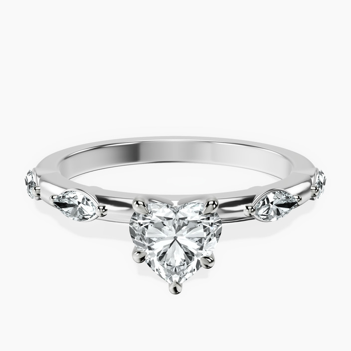 14kt White Gold Sheryl Marquise Side Stone Lab Diamond Ring front image