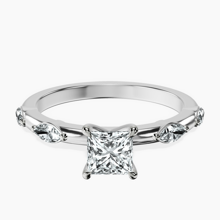 Platinum Sheryl Marquise Side Stone Lab Diamond Ring front image