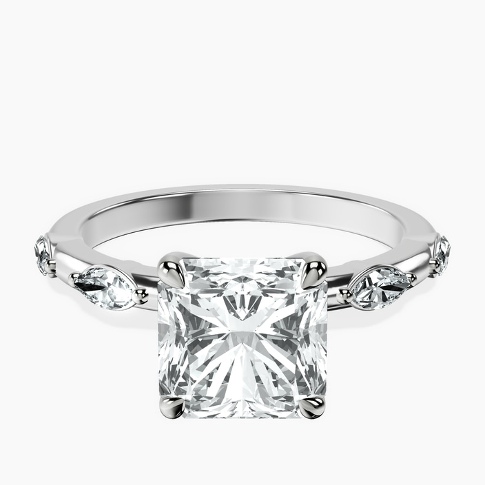Platinum Sheryl Marquise Side Stone Lab Diamond Ring front image