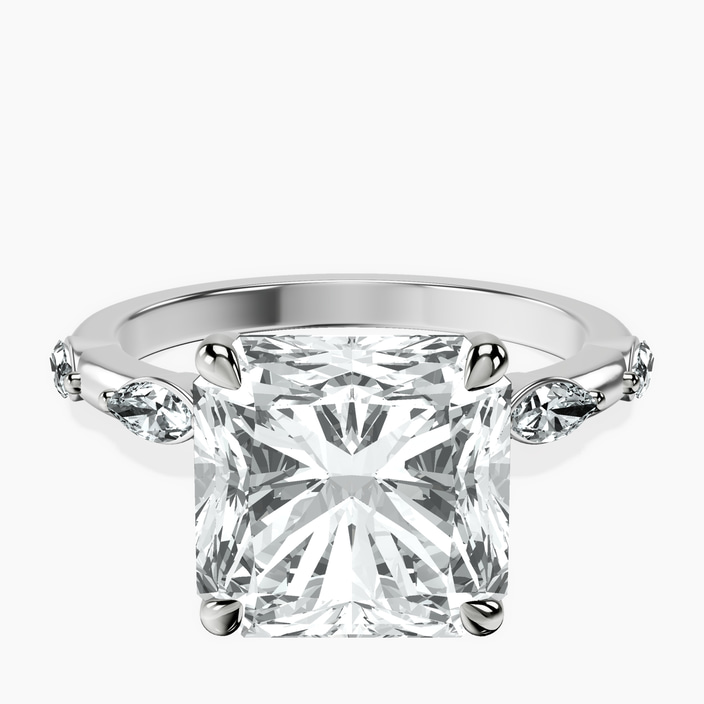 Platinum Sheryl Marquise Side Stone Lab Diamond Ring front image