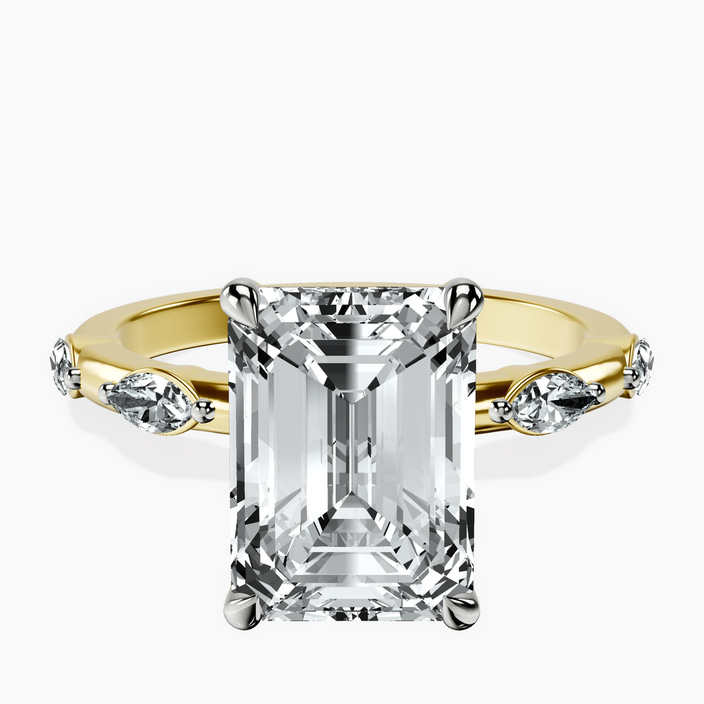 10kt Yellow Gold Sheryl Marquise Side Stone Lab Diamond Ring front image