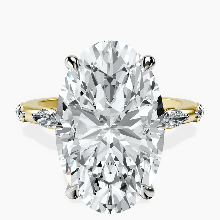 18kt Yellow Gold Sheryl Marquise Side Stone Lab Diamond Ring front image