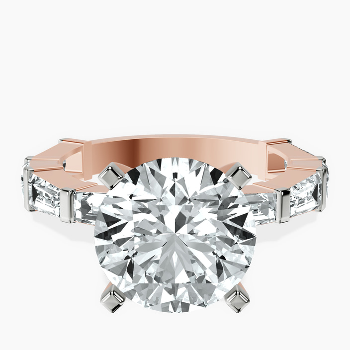18kt Rose Gold Gizele Tapered Side Stone Lab Diamond Ring front image