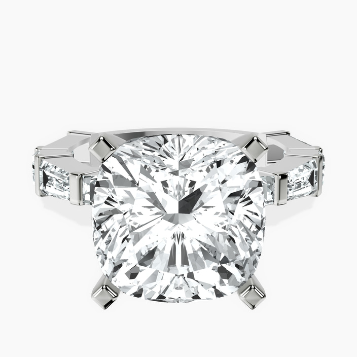 10kt White Gold Gizele Tapered Side Stone Lab Diamond Ring front image