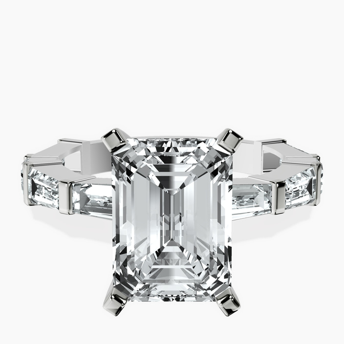 10kt White Gold Gizele Tapered Side Stone Lab Diamond Ring front image