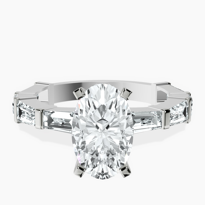 9ct White Gold Gizele Tapered Side Stone Lab Diamond Ring front image