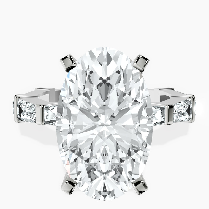 Platinum Gizele Tapered Side Stone Lab Diamond Ring front image