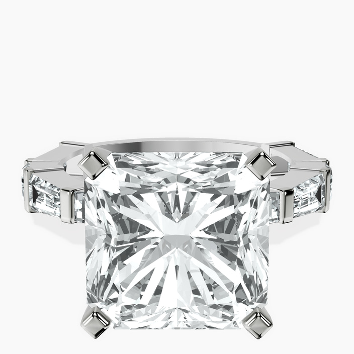 10kt White Gold Gizele Tapered Side Stone Lab Diamond Ring front image