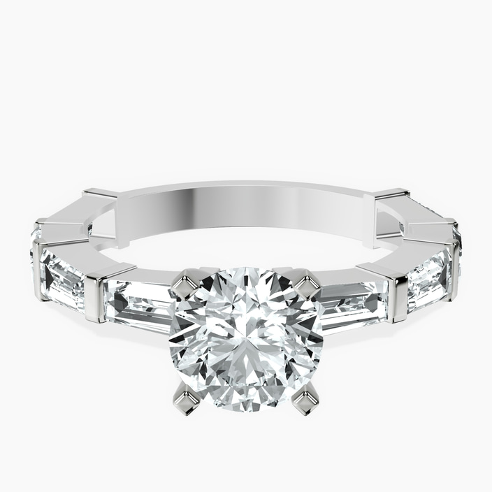 10kt White Gold Gizele Tapered Side Stone Lab Diamond Ring front image