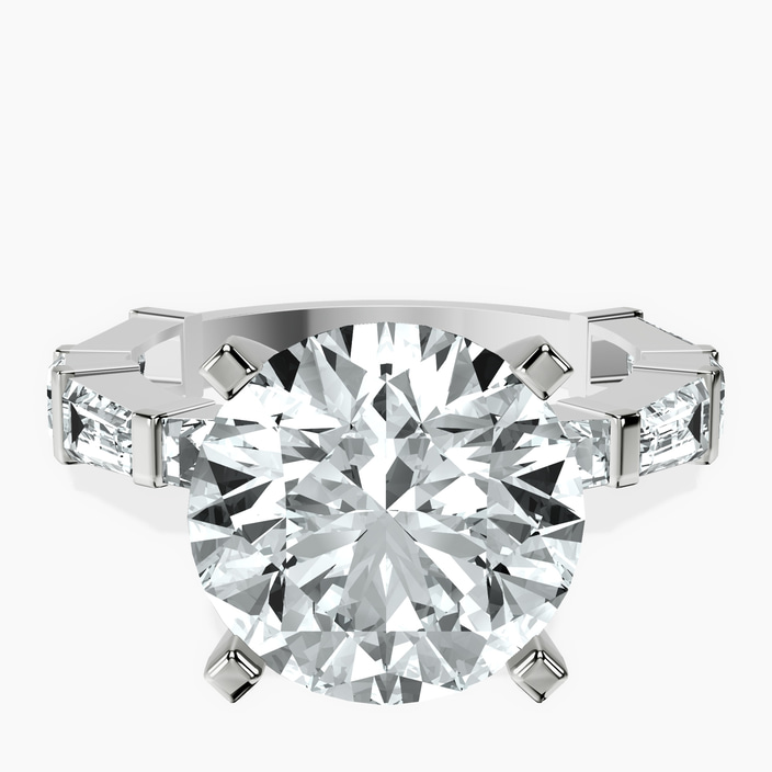 10kt White Gold Gizele Tapered Side Stone Lab Diamond Ring front image
