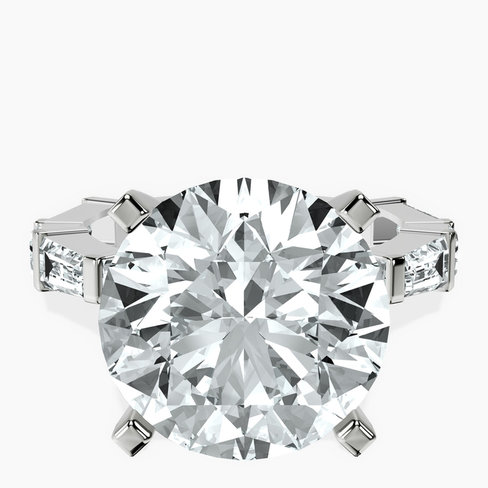 10kt White Gold Gizele Tapered Side Stone Lab Diamond Ring front image