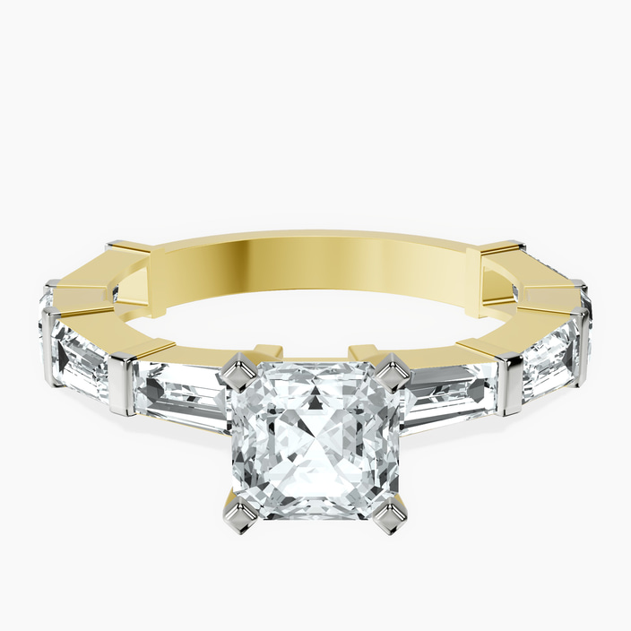 14kt Yellow Gold Gizele Tapered Side Stone Lab Diamond Ring front image