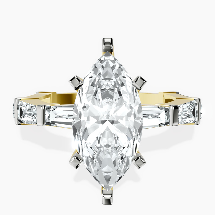 18kt Yellow Gold Gizele Tapered Side Stone Lab Diamond Ring front image