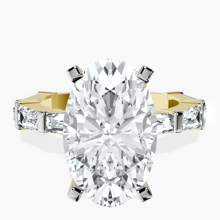 10kt Yellow Gold Gizele Tapered Side Stone Lab Diamond Ring front image