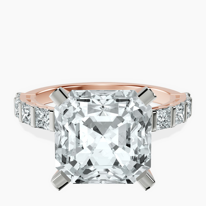 10kt Rose Gold Keziah Side Stone Princess Lab Diamond Ring front image