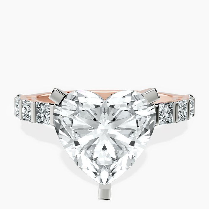 14kt Rose Gold Keziah Side Stone Princess Lab Diamond Ring front image