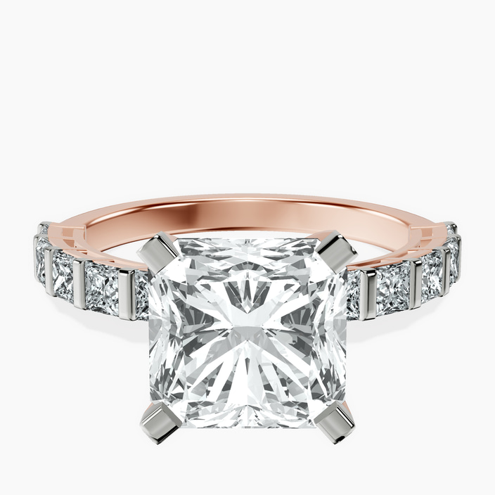 14kt Rose Gold Keziah Side Stone Princess Lab Diamond Ring front image