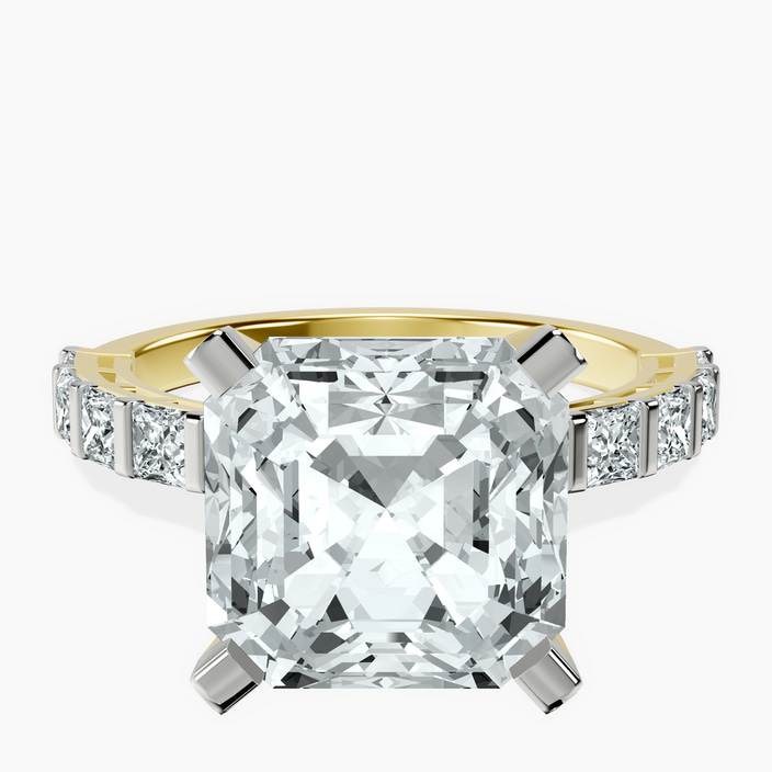 10kt Yellow Gold Keziah Side Stone Princess Lab Diamond Ring front image