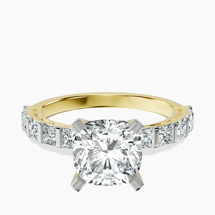 18kt Yellow Gold Keziah Side Stone Princess Lab Diamond Ring front image