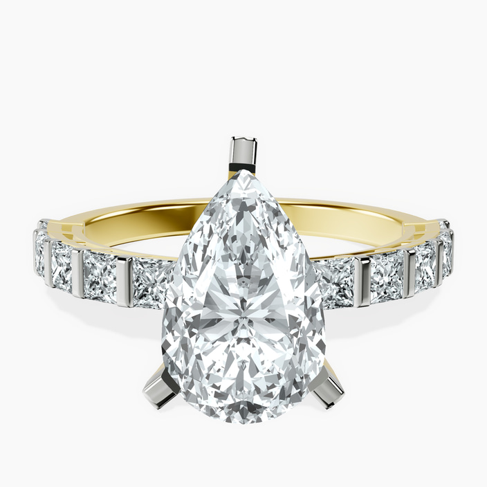 18kt Yellow Gold Keziah Side Stone Princess Lab Diamond Ring front image